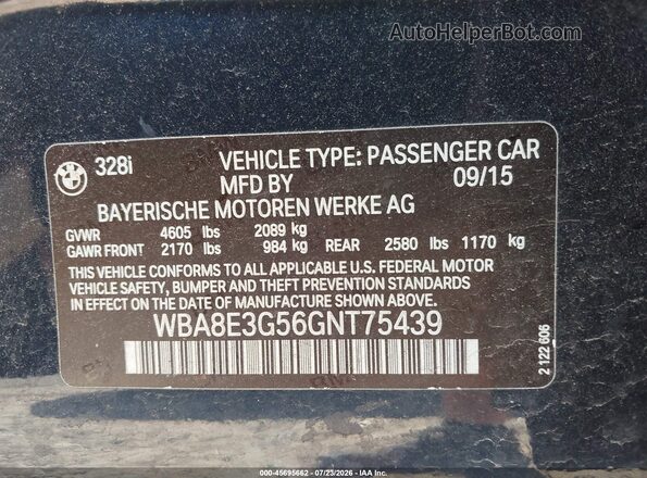 WBA8E3G56GNT75439 2016 BMW 3 SERIES Black Vista del compartimento del motor