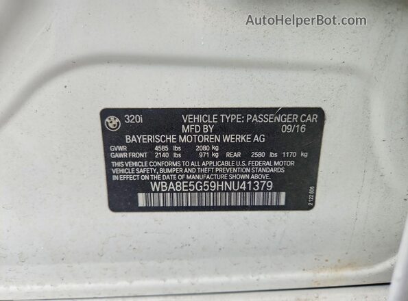WBA8E5G59HNU41379 2017 BMW 3 SERIES Белый Вид подкапотного пространства
