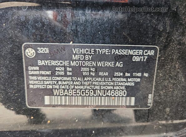 WBA8E5G59JUN46880 2018 BMW 3 SERIES Black Вид підкапотного простору