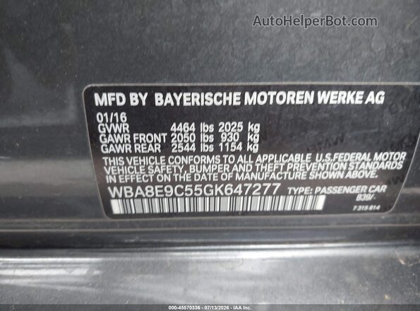 WBA8E9C55GK647277 2016 BMW 3 SERIES Gray Widok komory silnika