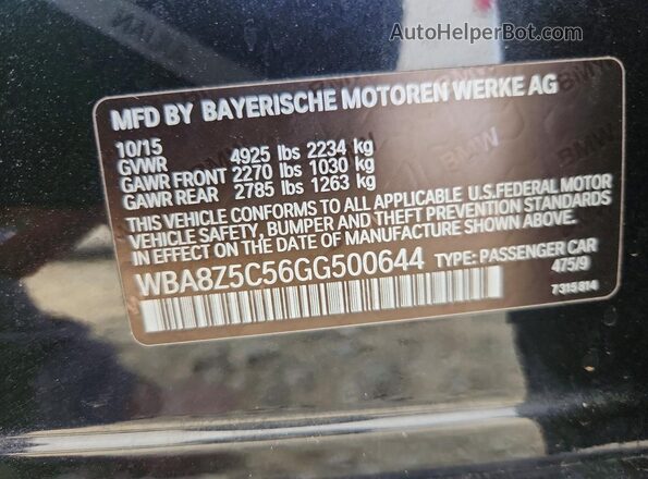 WBA8Z5C56GG500644 2016 BMW 3 SERIES Black Widok komory silnika
