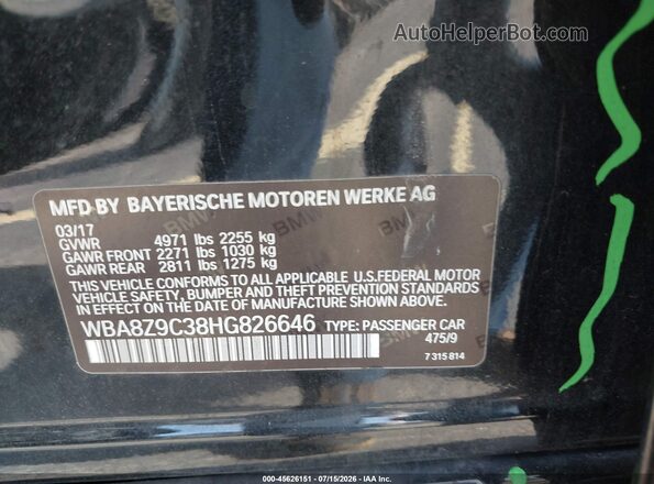 WBA8Z9C38HG826646 2017 BMW 3 SERIES Черный Вид подкапотного пространства