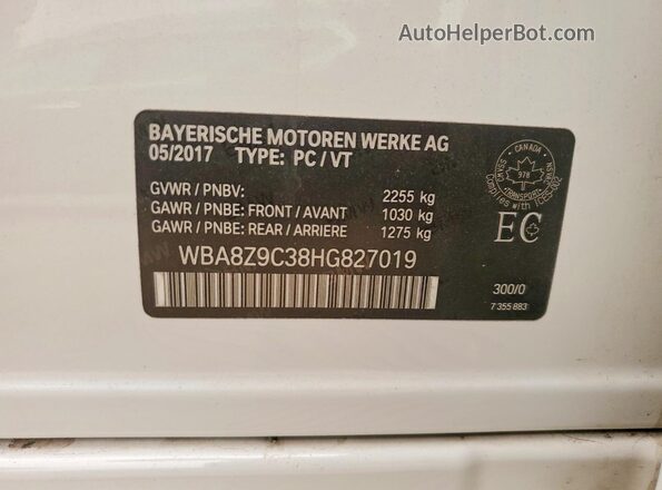 WBA8Z9C38HG827019 2017 BMW 3 SERIES Белый Вид подкапотного пространства