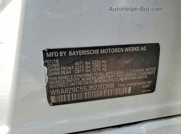 WBA8Z9C55JB220368 2018 BMW 3 SERIES White Вид підкапотного простору