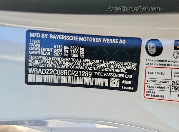 WBADZ2C08RCR21289 2024 BMW 8 SERIES White Շարժիչի բաժամունքի տեսք