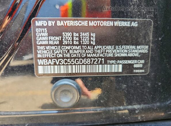 WBAFV3C55GD687271 2016 BMW 5 SERIES Black Вид підкапотного простору