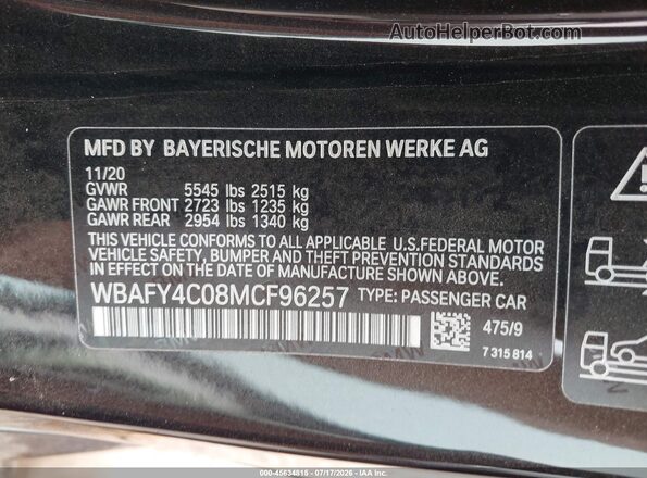 WBAFY4C08MCF96257 2021 BMW M8 Black Вид підкапотного простору
