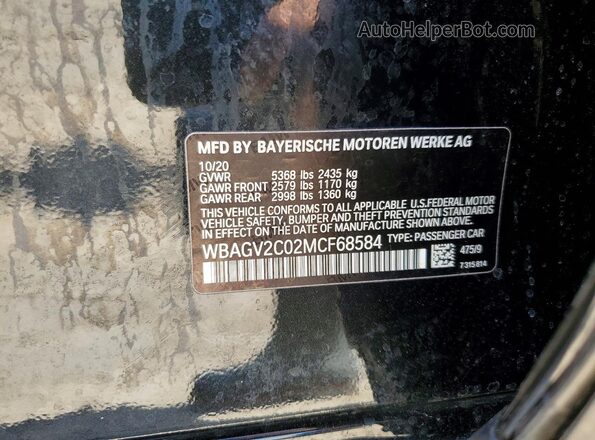 WBAGV2C02MCF68584 2021 BMW 8 SERIES Black Вид наклейки з VIN-кодом