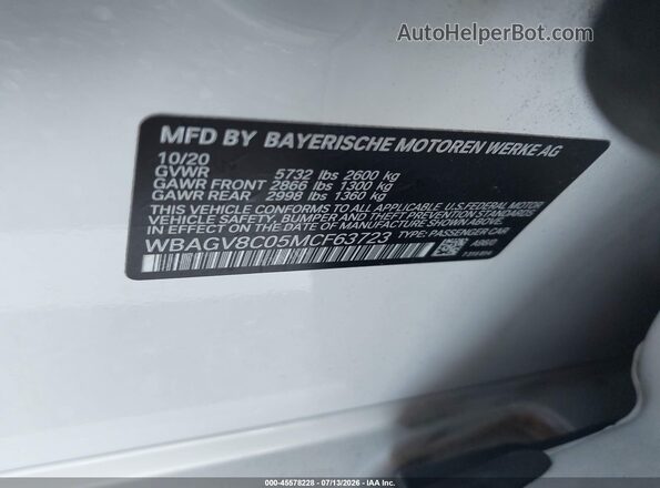 WBAGV8C05MCF63723 2021 BMW M8 White Вид підкапотного простору