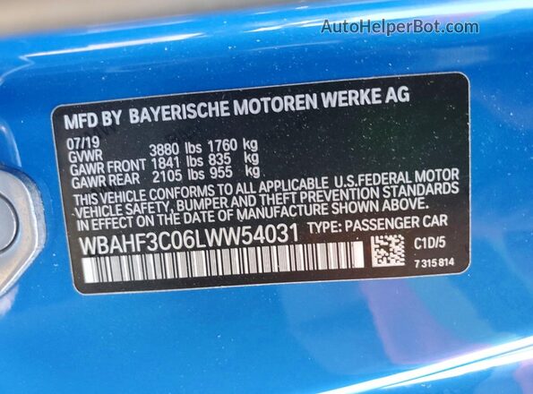 WBAHF3C06LWW54031 2020 BMW Z4 Blue Engine compartment view