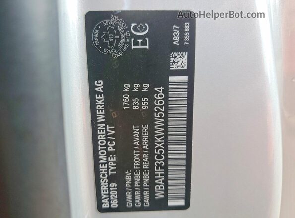 WBAHF3C5XKWW52664 2019 BMW Z4 Silver Вид підкапотного простору
