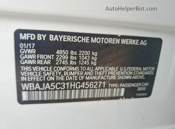 WBAJA5C31HG456271 2017 BMW 5 SERIES White Вид підкапотного простору