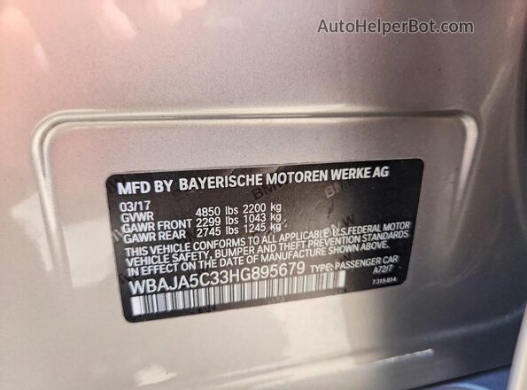 WBAJA5C33HG895679 2017 BMW 5 SERIES Tan Widok komory silnika