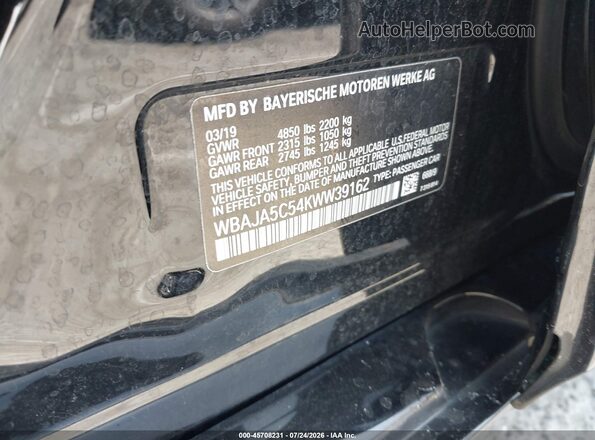 WBAJA5C54KWW39162 2019 BMW 5 SERIES Черный Вид подкапотного пространства