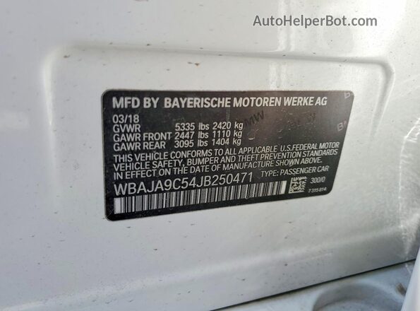 WBAJA9C54JB250471 2018 BMW 5 SERIES White Engine compartment view