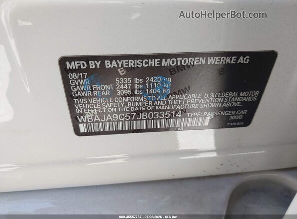 WBAJA9C57JB033514 2018 BMW 5 SERIES White Engine compartment view