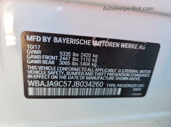 WBAJA9C57JB034260 2018 BMW 5 SERIES Белый Вид подкапотного пространства