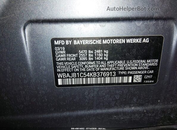 WBAJB1C54KB376913 2019 BMW 5 SERIES Silver ძრავის განყოფილების ხედი