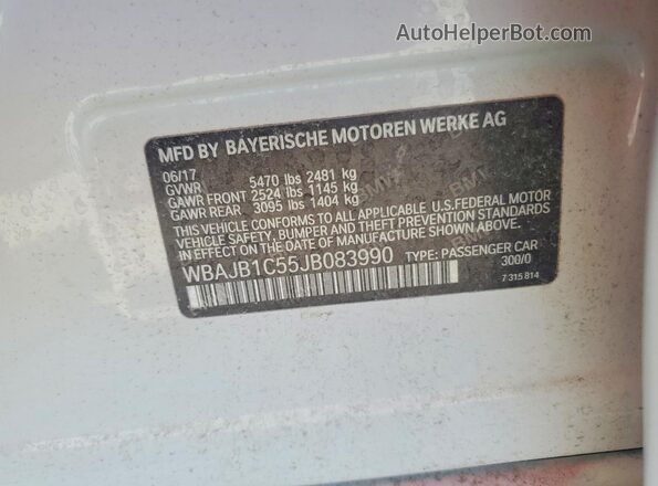 WBAJB1C55JB083990 2018 BMW 5 SERIES Белый Вид подкапотного пространства