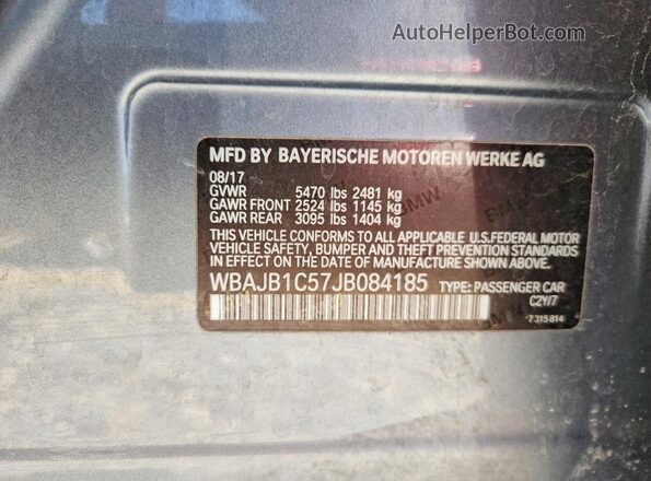 WBAJB1C57JB084185 2018 BMW 5 SERIES Blue Vista del compartimento del motor