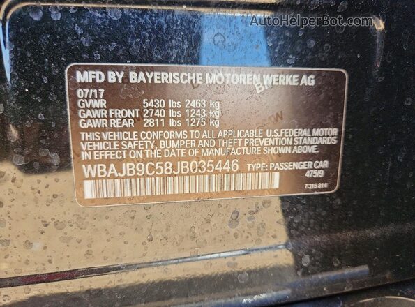 WBAJB9C58JB035446 2018 BMW M5 Black Engine compartment view