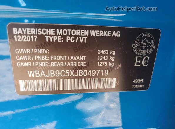 WBAJB9C5XJB049719 2018 BMW M5 Синий Вид подкапотного пространства