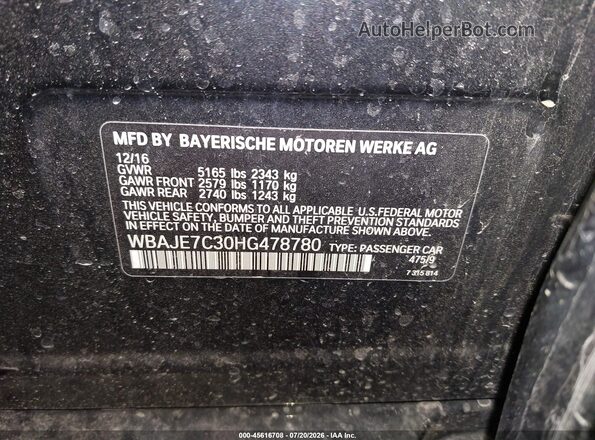 WBAJE7C30HG478780 2017 BMW 5 SERIES Black Widok komory silnika
