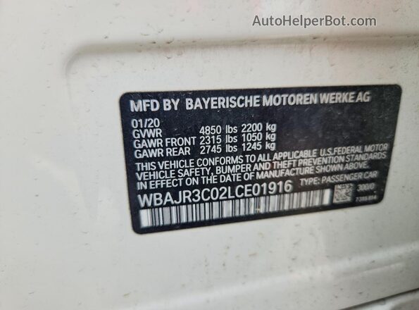 WBAJR3C02LCE01916 2020 BMW 5 SERIES White Շարժիչի բաժամունքի տեսք