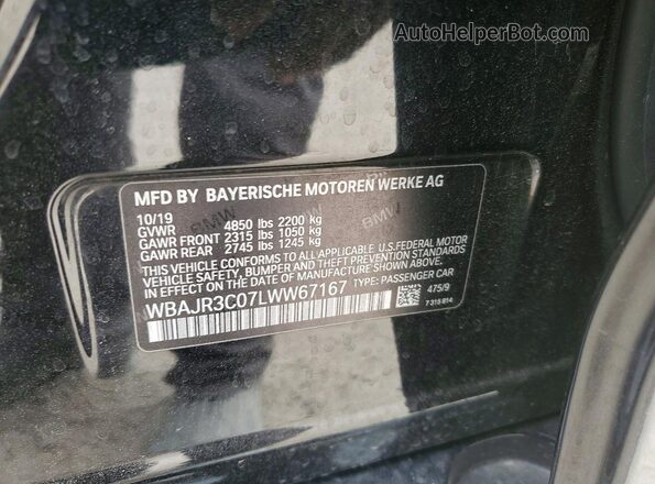 WBAJR3C07LWW67167 2020 BMW 5 SERIES Black ძრავის განყოფილების ხედი