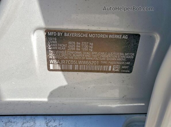 WBAJR7C05LWW65201 2020 BMW 5 SERIES Silver Вид підкапотного простору