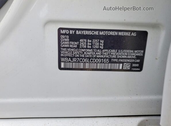 WBAJR7C06LCD09165 2020 BMW 5 SERIES White Вид підкапотного простору