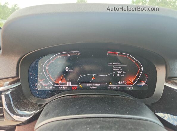 WBAJR7C07LCD16416 2020 BMW 5 SERIES White Instrument cluster view