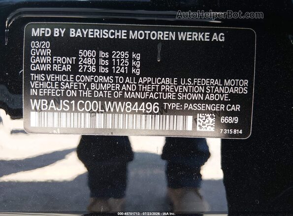 WBAJS1C00LWW84496 2020 BMW 5 SERIES Черный Вид подкапотного пространства