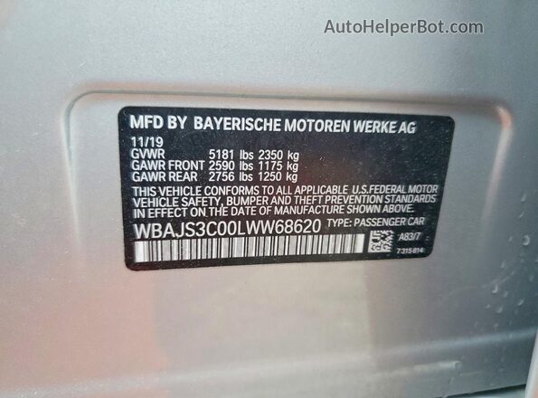 WBAJS3C00LWW68620 2020 BMW 5 SERIES Silver Widok komory silnika