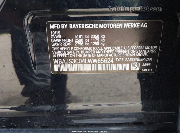 WBAJS3C04LWW65624 2020 BMW 5 SERIES Blue Вид підкапотного простору