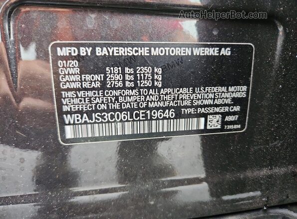 WBAJS3C06LCE19646 2020 BMW 5 SERIES Gray Շարժիչի բաժամունքի տեսք