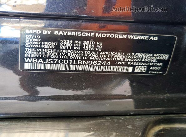 WBAJS7C01LBN96244 2020 BMW M5 Black Вид наклейки з VIN-кодом