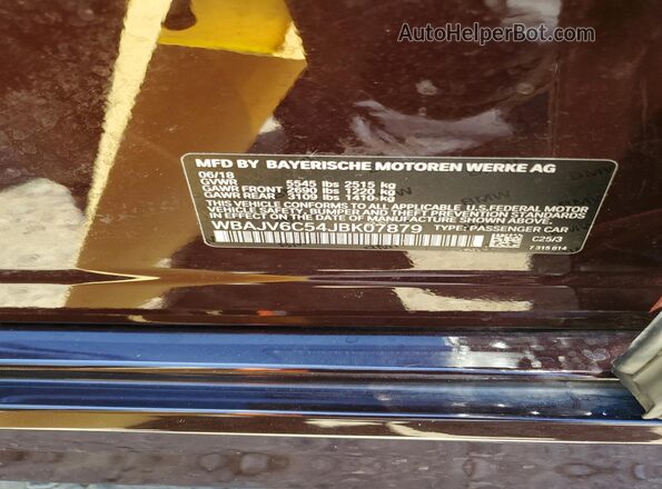 WBAJV6C54JBK07879 2018 BMW 6 SERIES Brown Engine compartment view