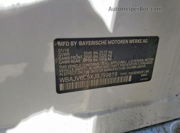 WBAJV6C5XJBJ99819 2018 BMW 6 SERIES White Вид підкапотного простору