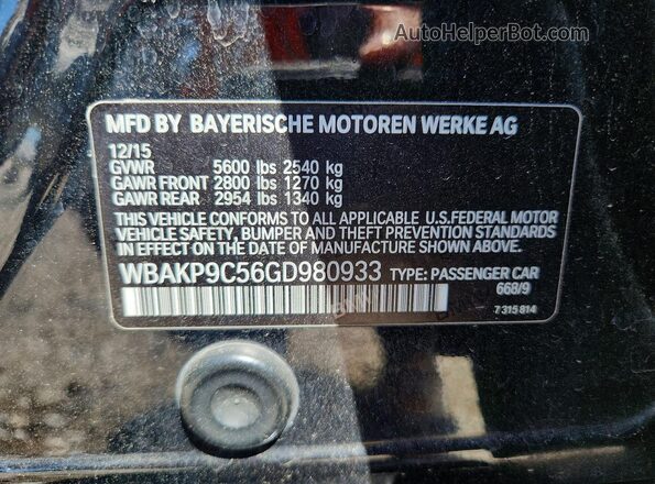 WBAKP9C56GD980933 2016 BMW 5 SERIES Black Vista del compartimento del motor