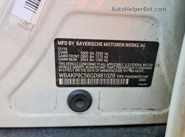WBAKP9C56GD981029 2016 BMW 5 SERIES White Widok komory silnika