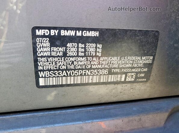 WBS33AY05PFN35386 2023 BMW M3 Серый Вид подкапотного пространства