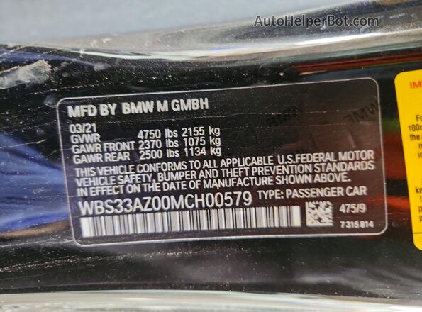 WBS33AZ00MCH00579 2021 BMW M4 Black Շարժիչի բաժամունքի տեսք