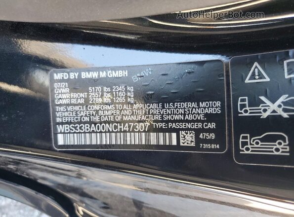 WBS33BA00NCH47307 2022 BMW M4 Черный Вид подкапотного пространства
