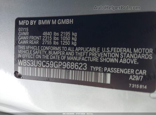 WBS3U9C59GP968623 2016 BMW M4 Черный Вид подкапотного пространства