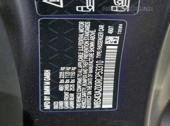 WBS43AZ00RCP53310 2024 BMW M4 Gray Вид підкапотного простору