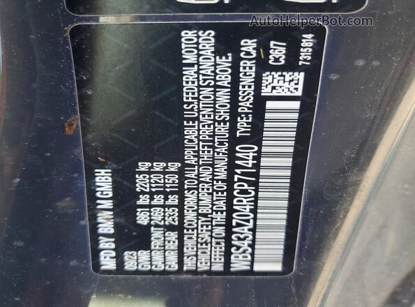 WBS43AZ04RCP71440 2024 BMW M4 Gray Vista del compartimento del motor