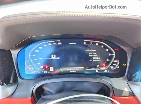 WBS53AZ08PCL82608 2023 BMW M4 White Instrument cluster view