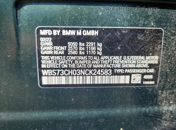 WBS73CH03NCK24583 2022 BMW M5 Зеленый Вид подкапотного пространства