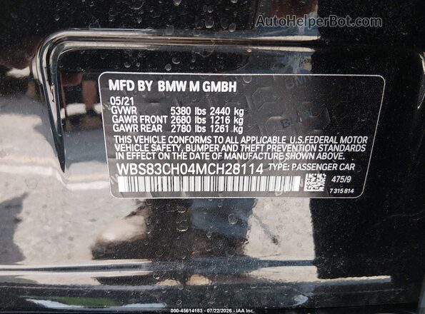 WBS83CH04MCH28114 2021 BMW M5 Black Engine compartment view